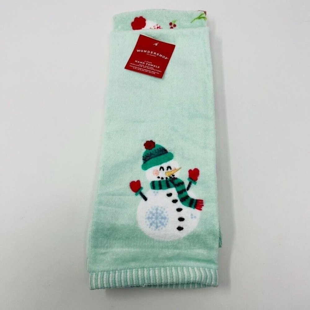 Wondershop 2-pack Snowman/Snowflake Hand Towels 100% cotton 15x25 inches